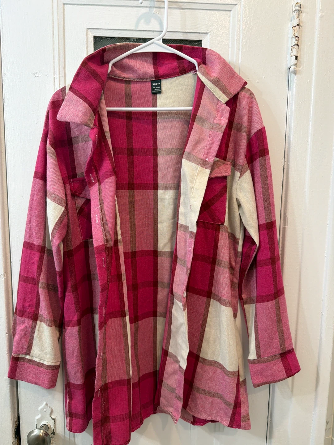SHEIN Plaid Oversized Shirt Jacket