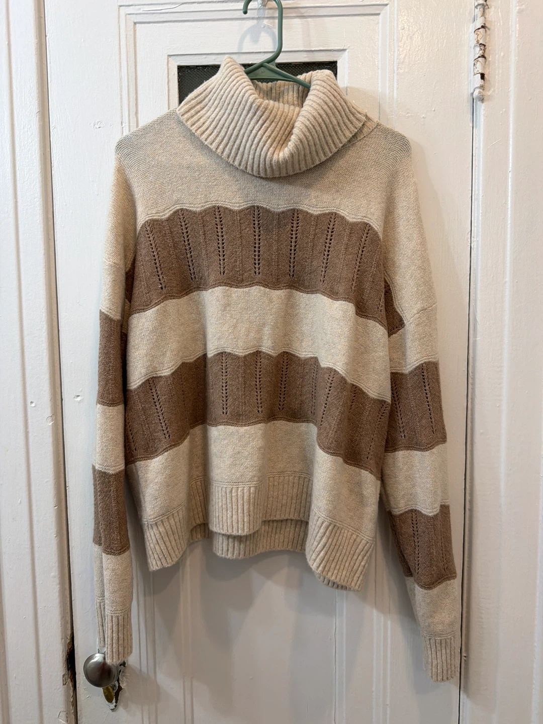Olive + Oak Striped Turtleneck Sweater XL