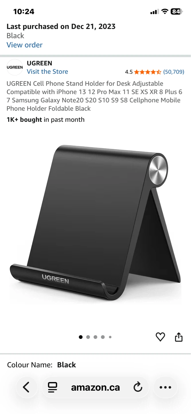 UGREEN Black Adjustable Desktop Phone Stand - photo 2
