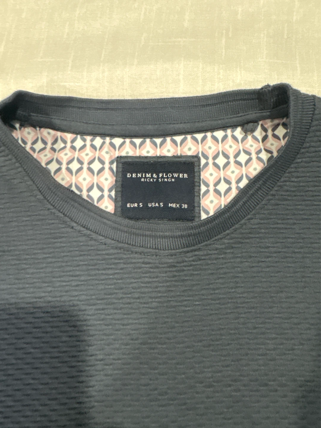 Denim & Flower Ricky Singh Textured Crew Neck T-Shirt - Size S - photo 2