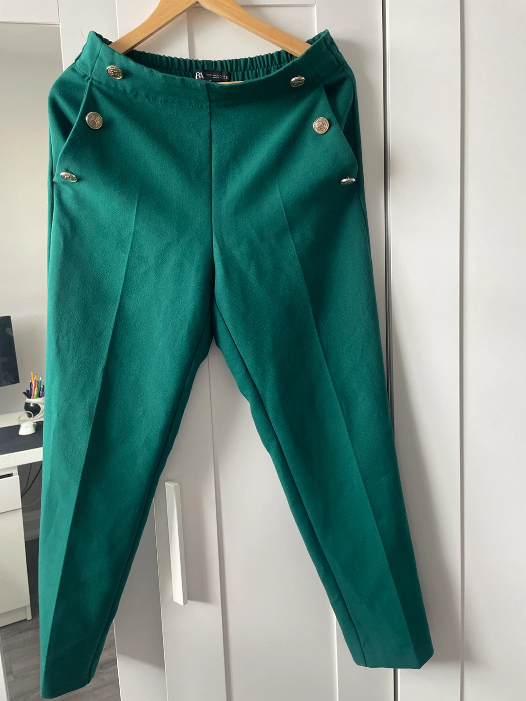 Zara Emerald Green Button Detail Trousers Size S - photo 2