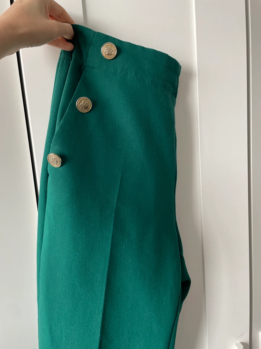 Zara Emerald Green Button Detail Trousers Size S - photo 3