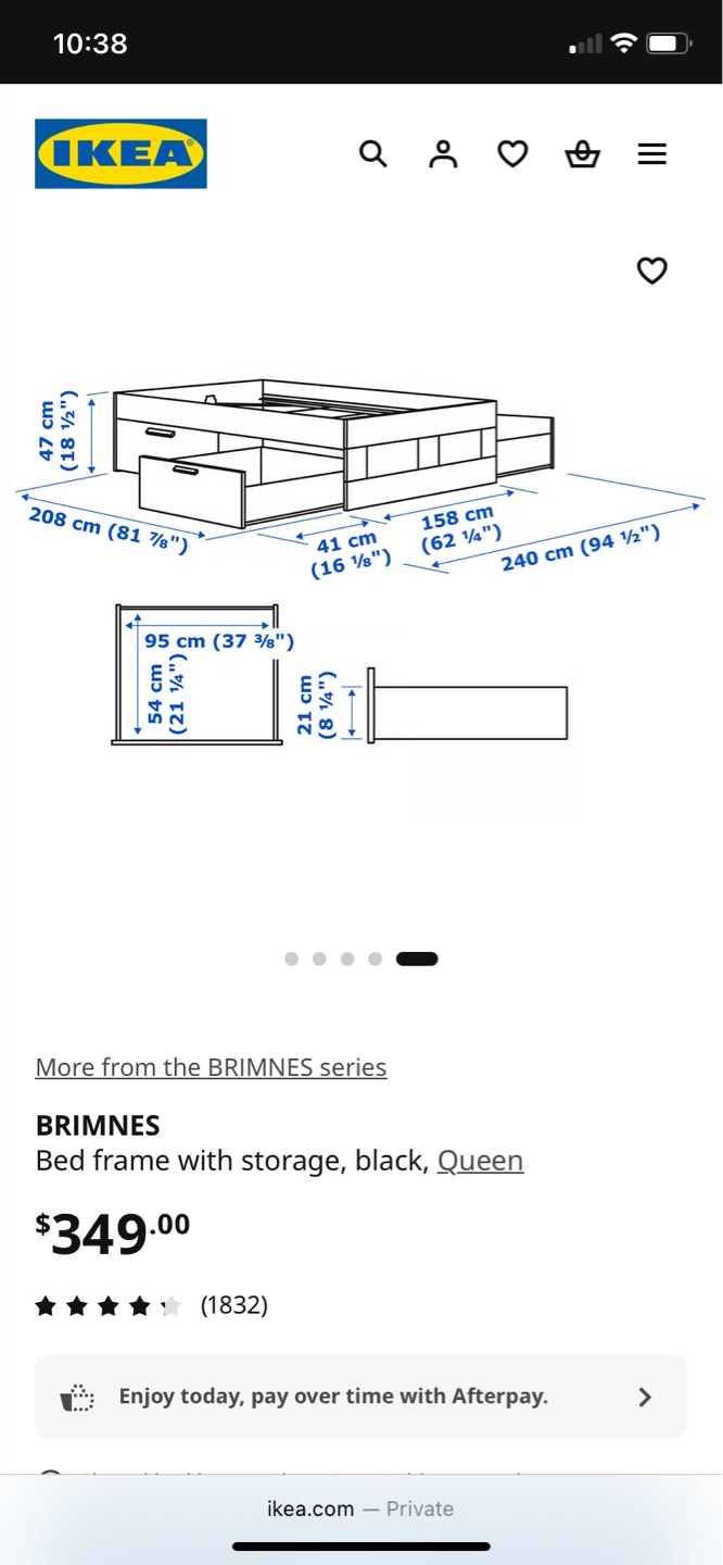 Ikea Brimnes black Queen size bed frame with storage - photo 2
