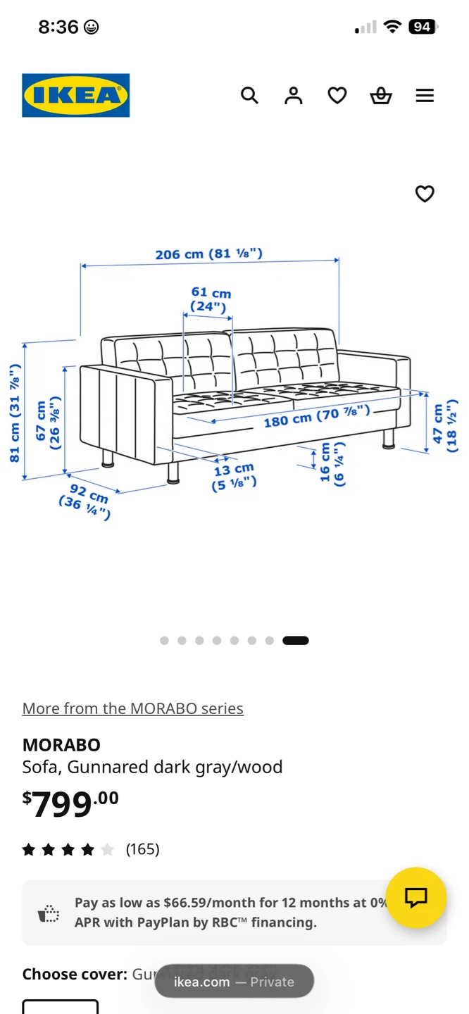 IKEA MORABO Sofa - Gunnared dark gray - photo 3