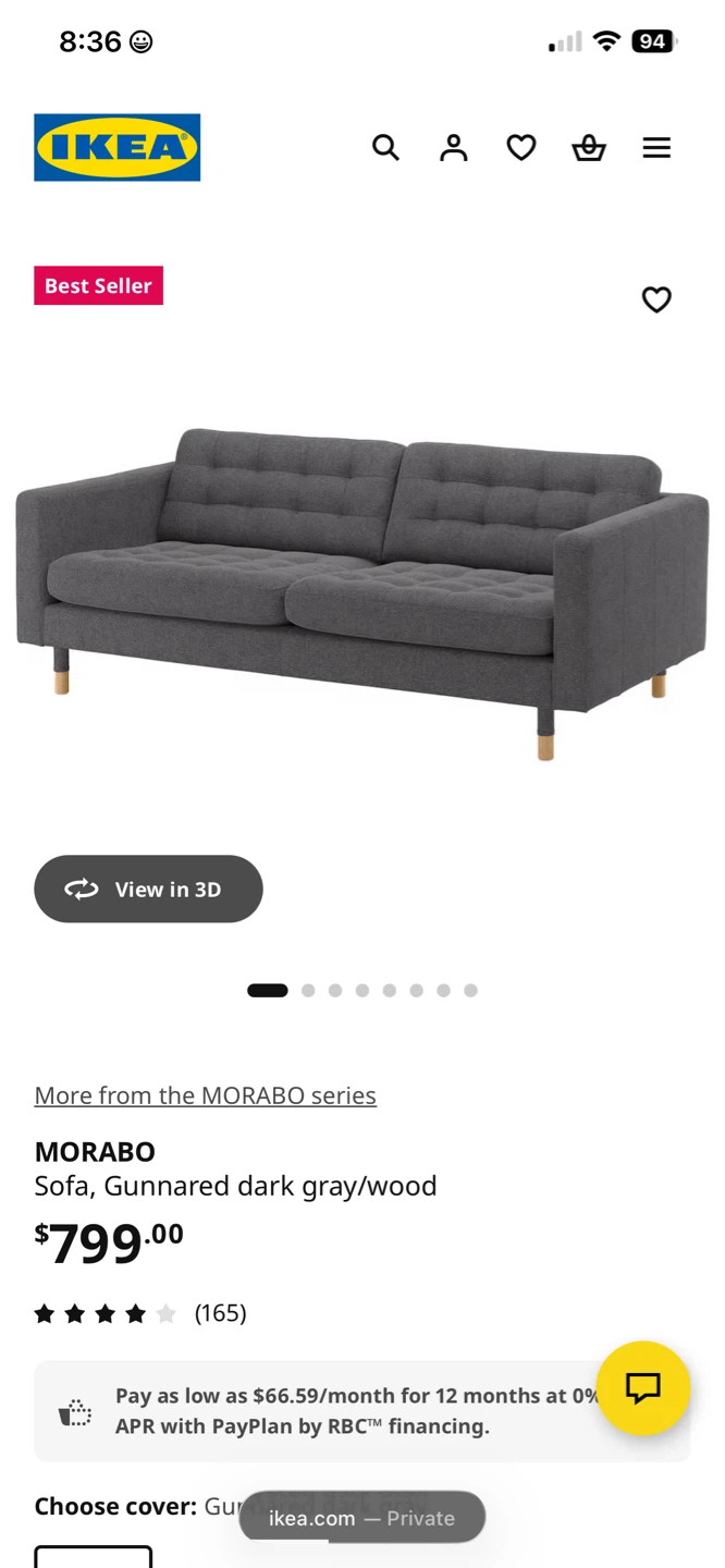 IKEA MORABO Sofa - Gunnared dark gray