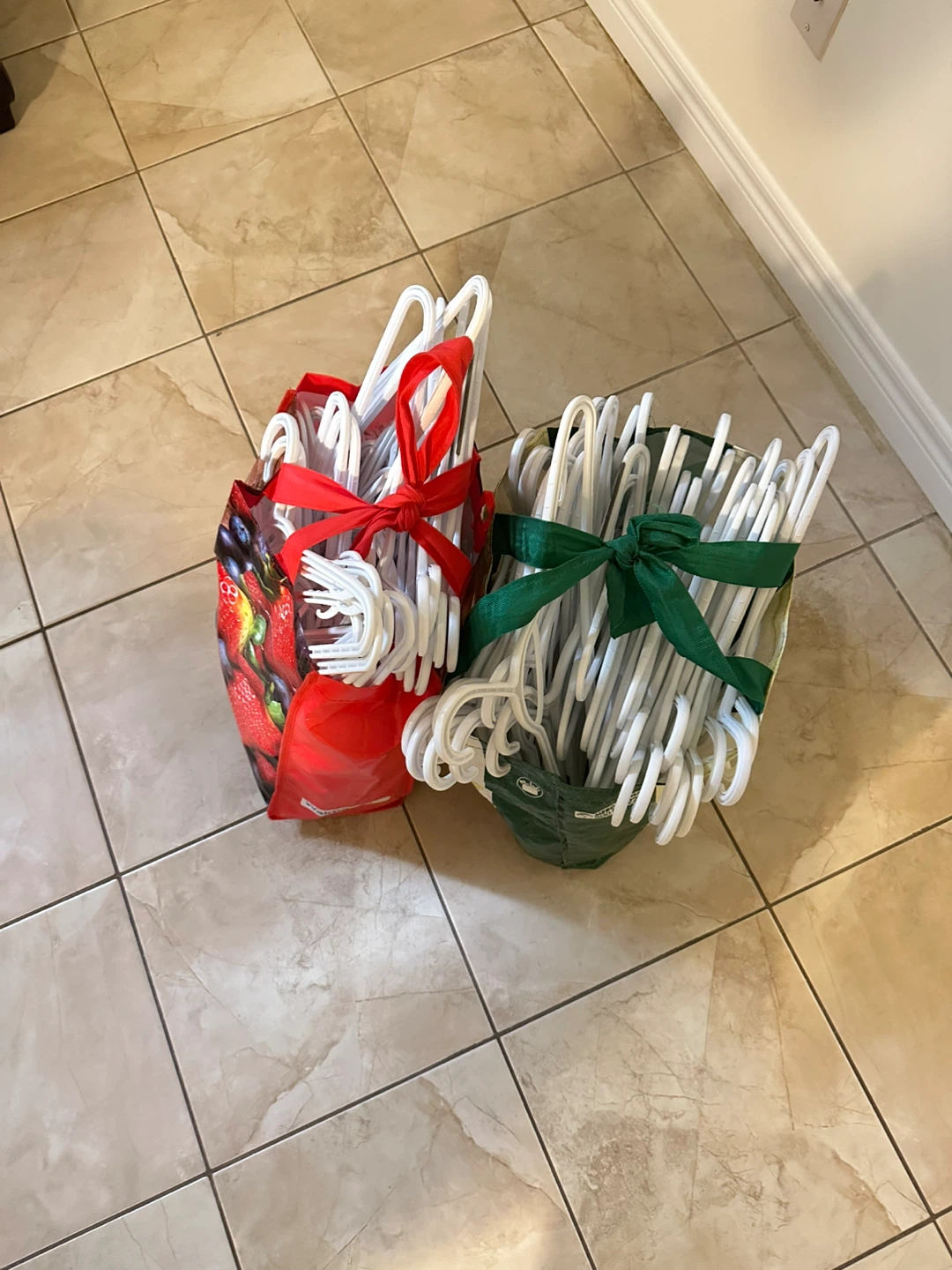 Bag of White Plastic Clothes Hangers