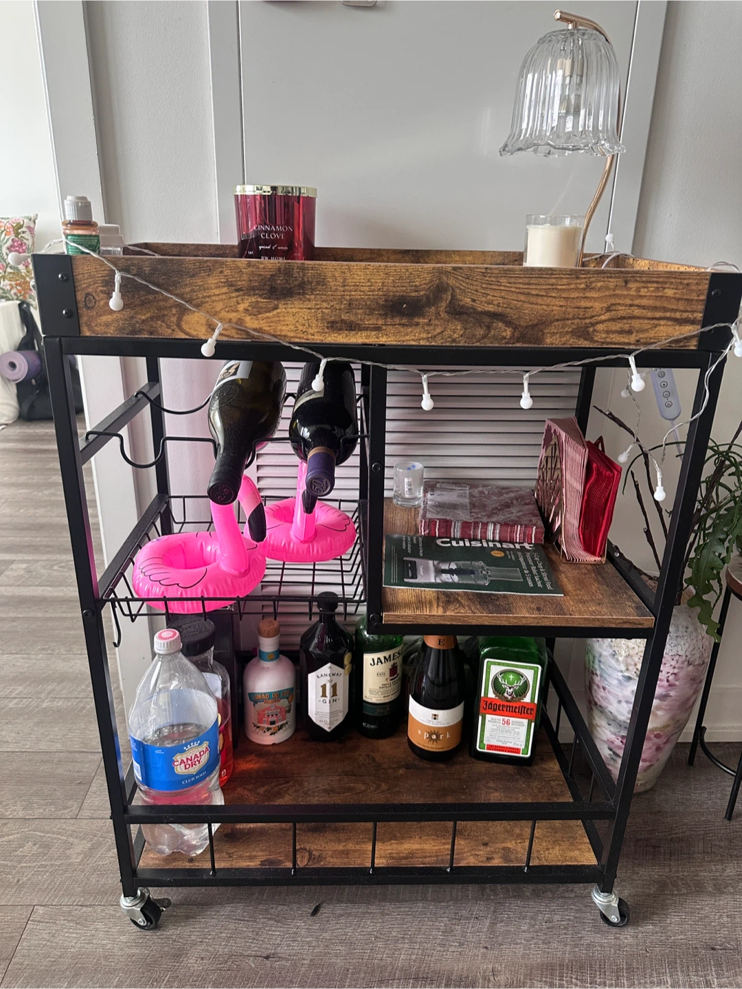 Rustic Brown 3-Tier Bar Cart