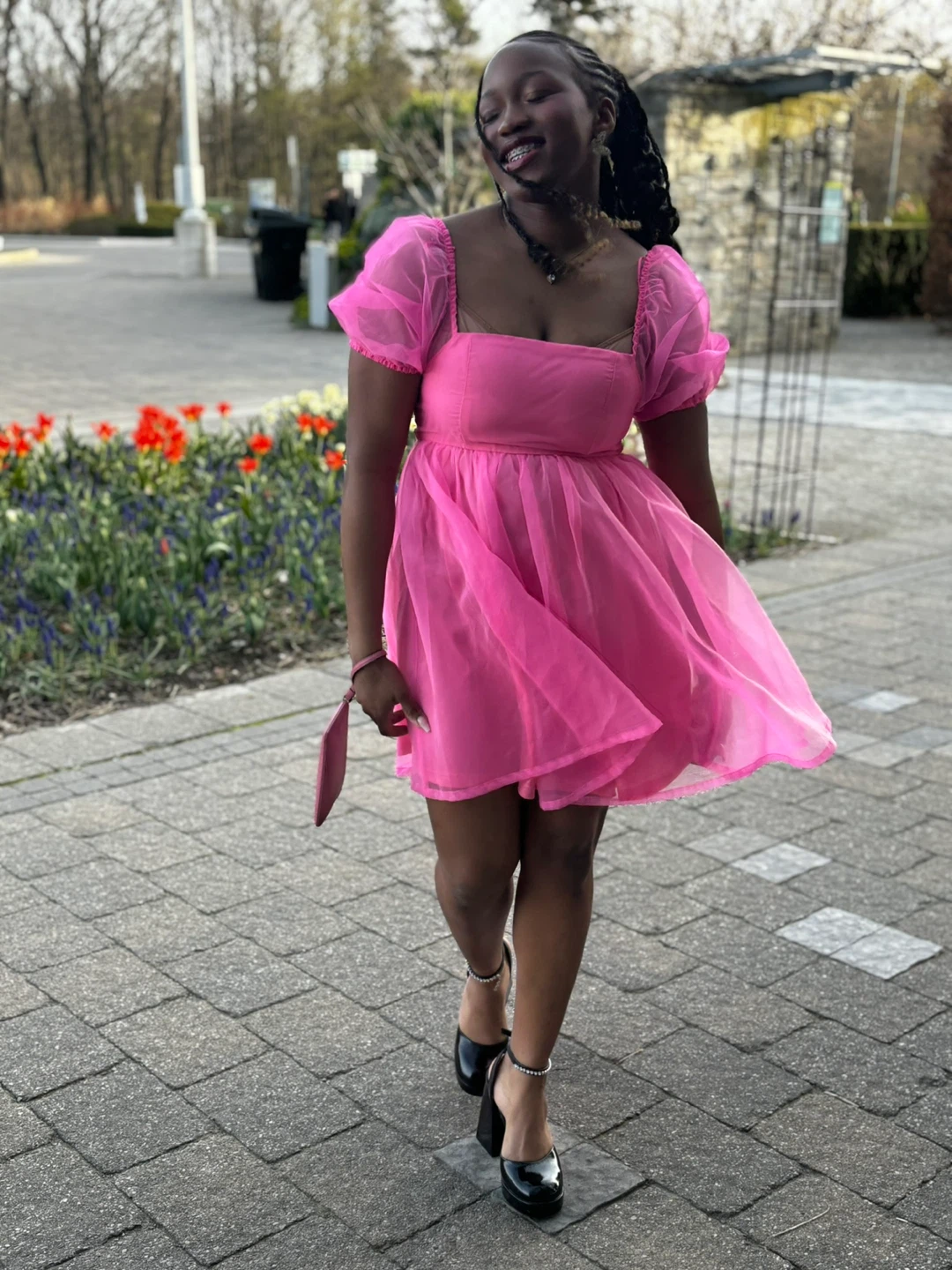 Pink Organza Puff Sleeve Dress - photo 3