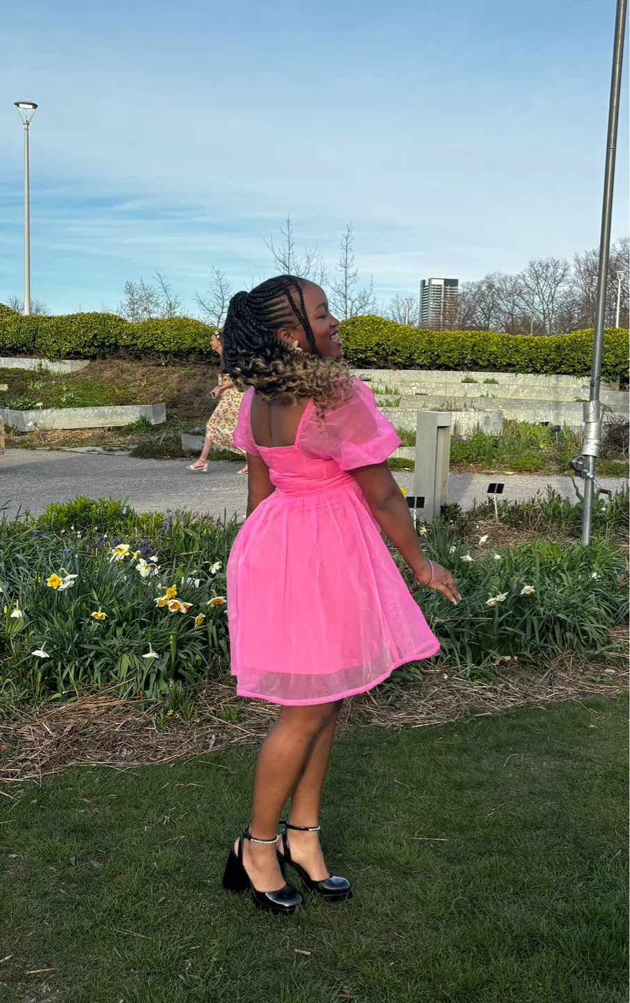 Pink Organza Puff Sleeve Dress - photo 2