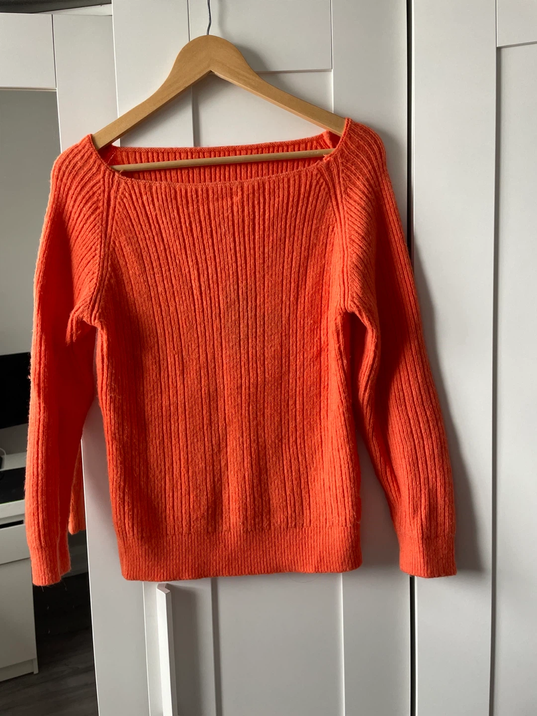 Orange Ribbed Boat Neck Sweater - photo 2