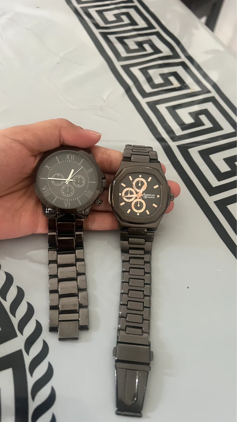 2x Men's Dark Grey Metal Band Watches - photo 2