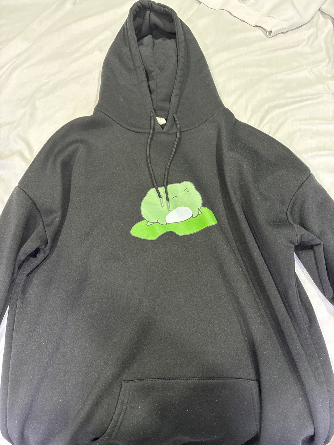 Black Hoodie with Frog Graphic