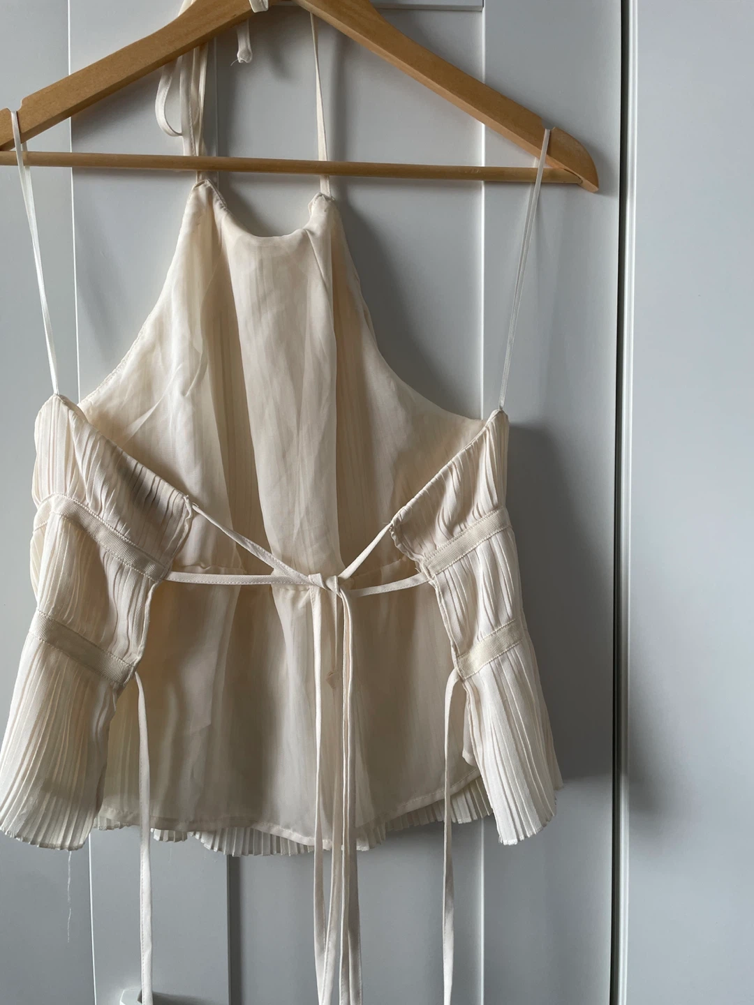 Cream Halter Neck Pleated Top - photo 2