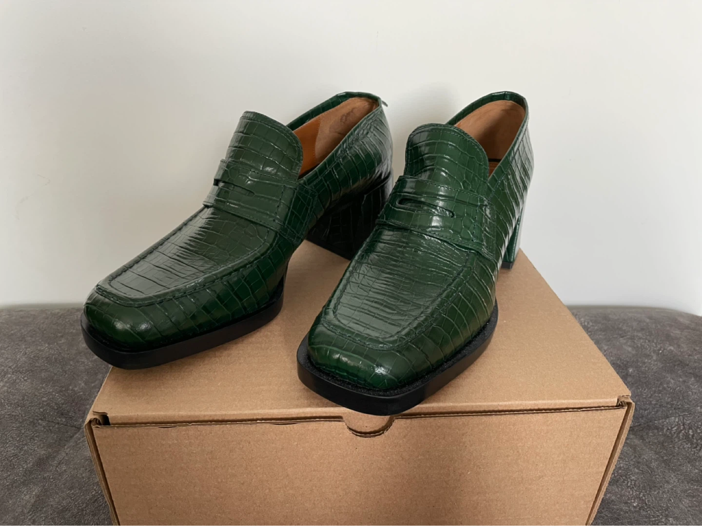 LABUCO Green Croc Embossed Heel Loafers Size 40 - photo 2