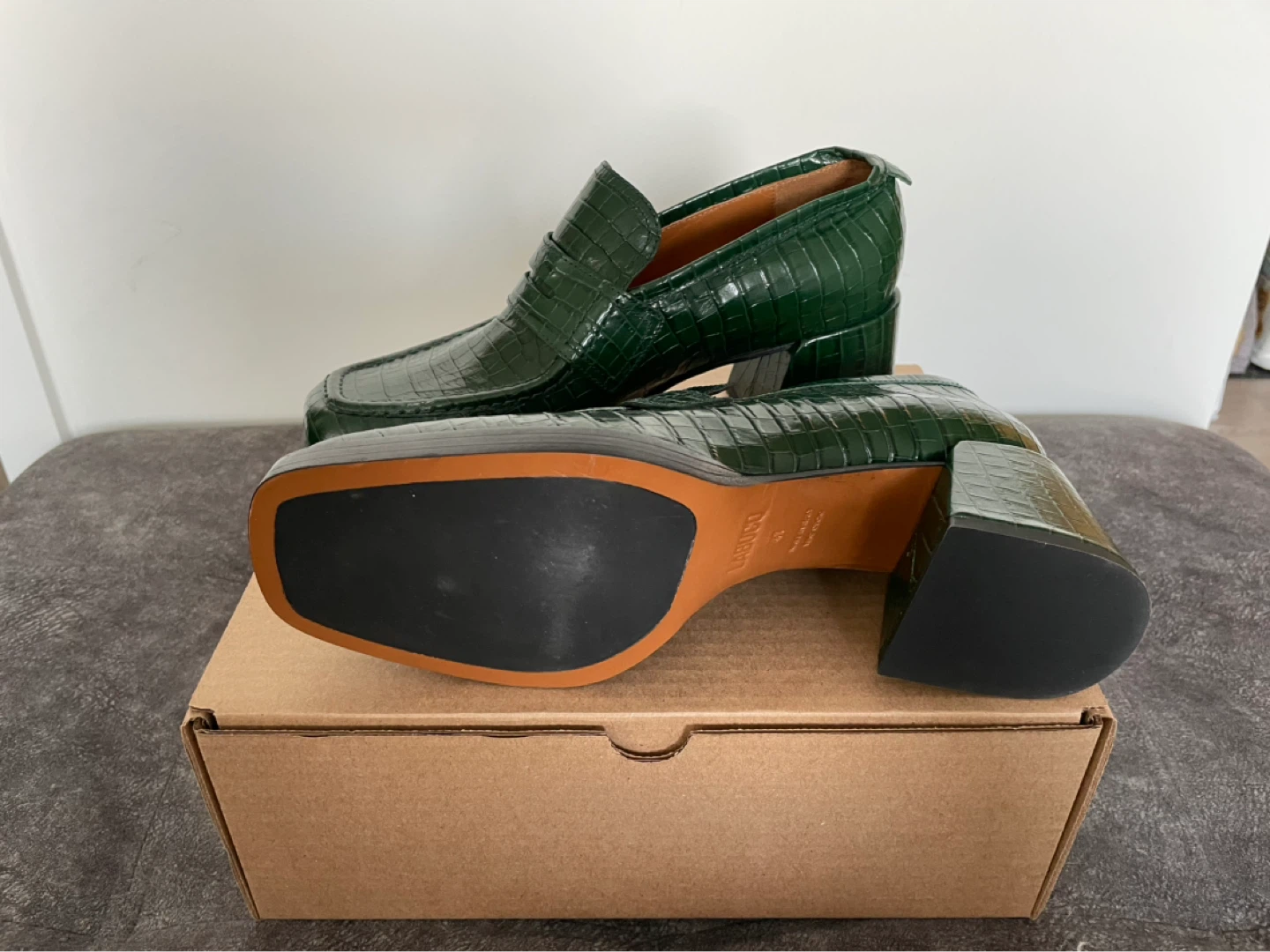 LABUCO Green Croc Embossed Heel Loafers Size 40 - photo 3