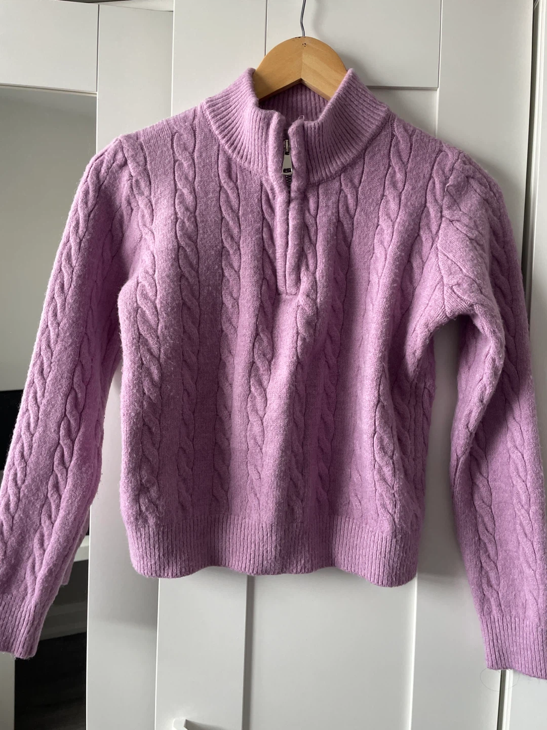 Purple Cable Knit Quarter Zip Sweater - photo 2