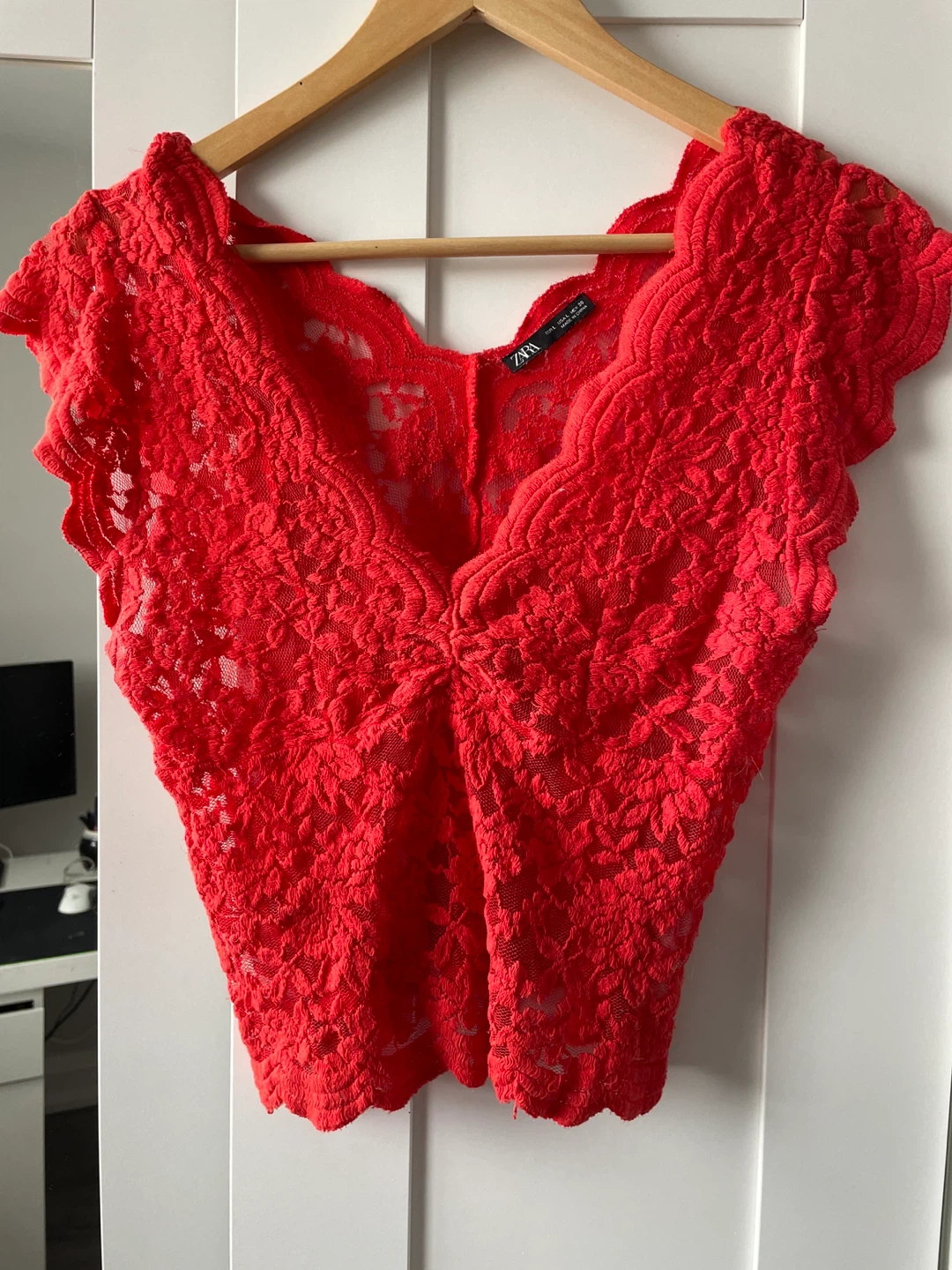 ZARA Red Lace Crop Top