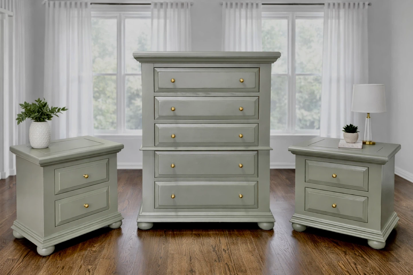 Green pine dresser set