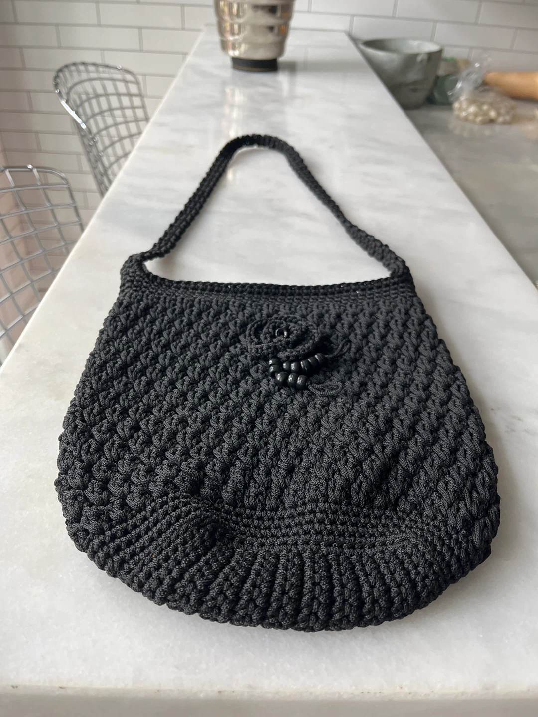 BoHo Black  Woven Crossover Bag/Purse
