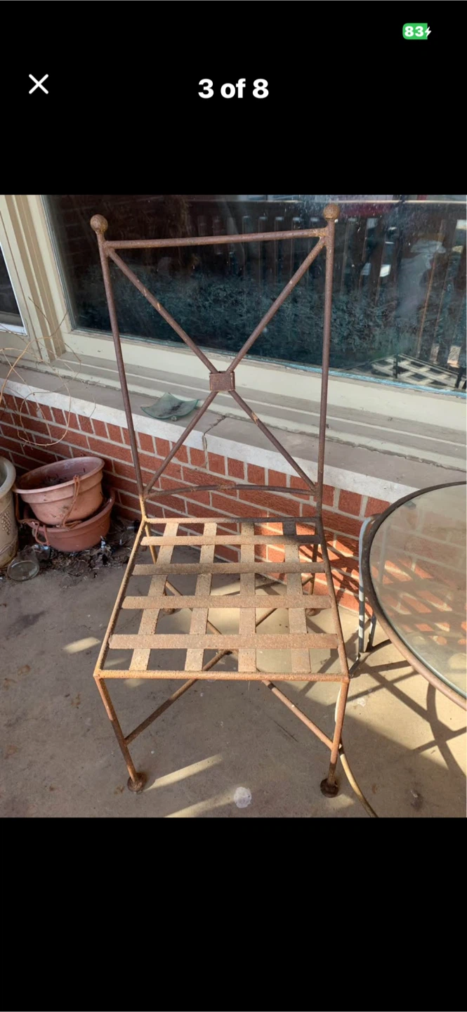 Garden / patio / porch wrought iron bistro set with glass top - photo 3