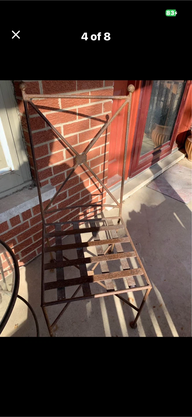 Garden / patio / porch wrought iron bistro set with glass top - photo 4