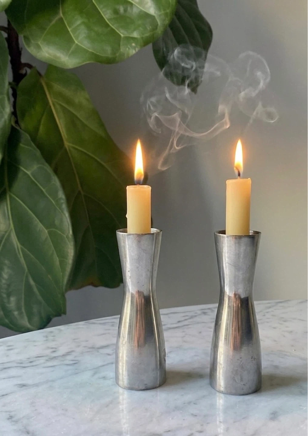 Vintage Heavy Metal Candlestick Holders