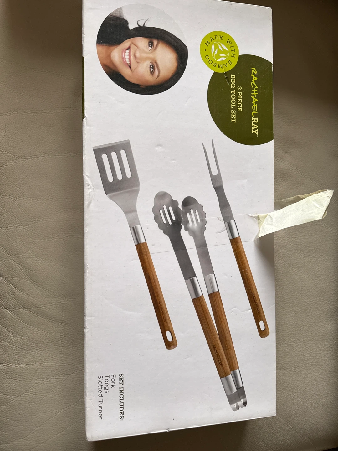 Rachael Ray 3-Piece BBQ Tool Set with Bamboo Handles