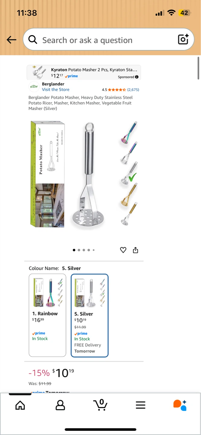 NEW! Potato Masher - Silver