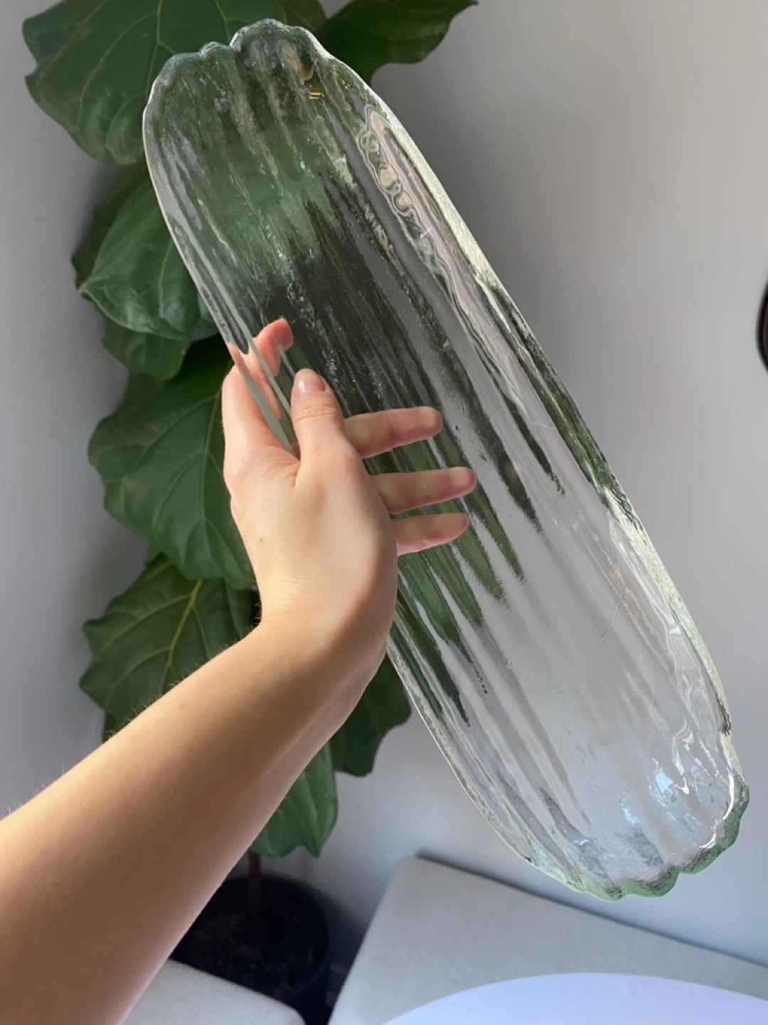 Clear Ribbed Glass Serving Tray - photo 3