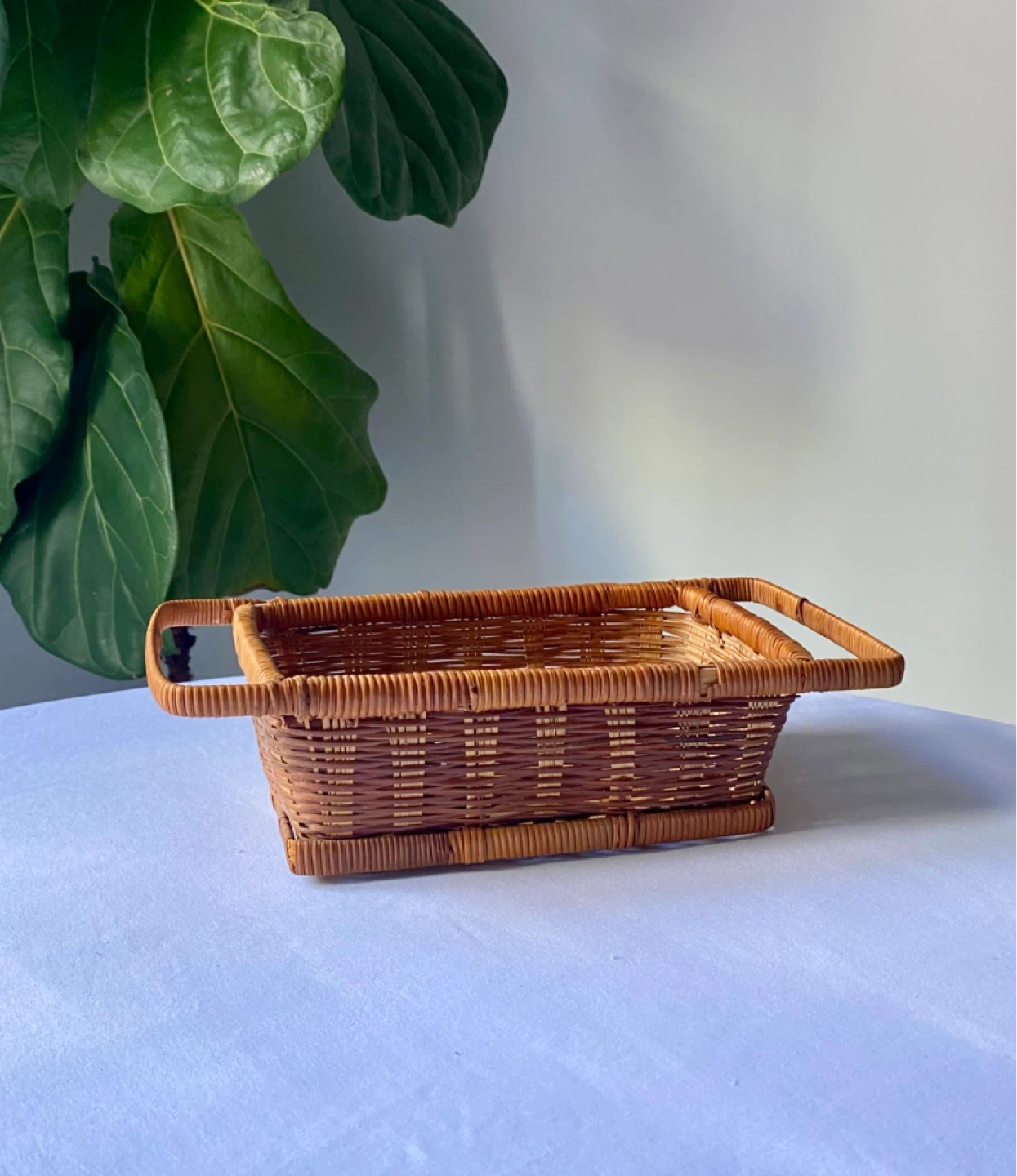 Vintage Wicker Wine Basket with Handles - photo 2