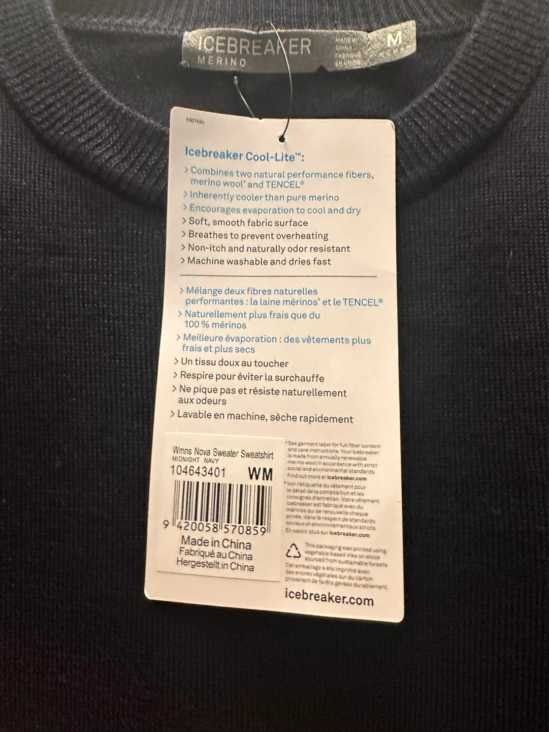 Icebreaker Merino Cool-Lite Women's Nova Sweater - Navy - Medium - photo 3