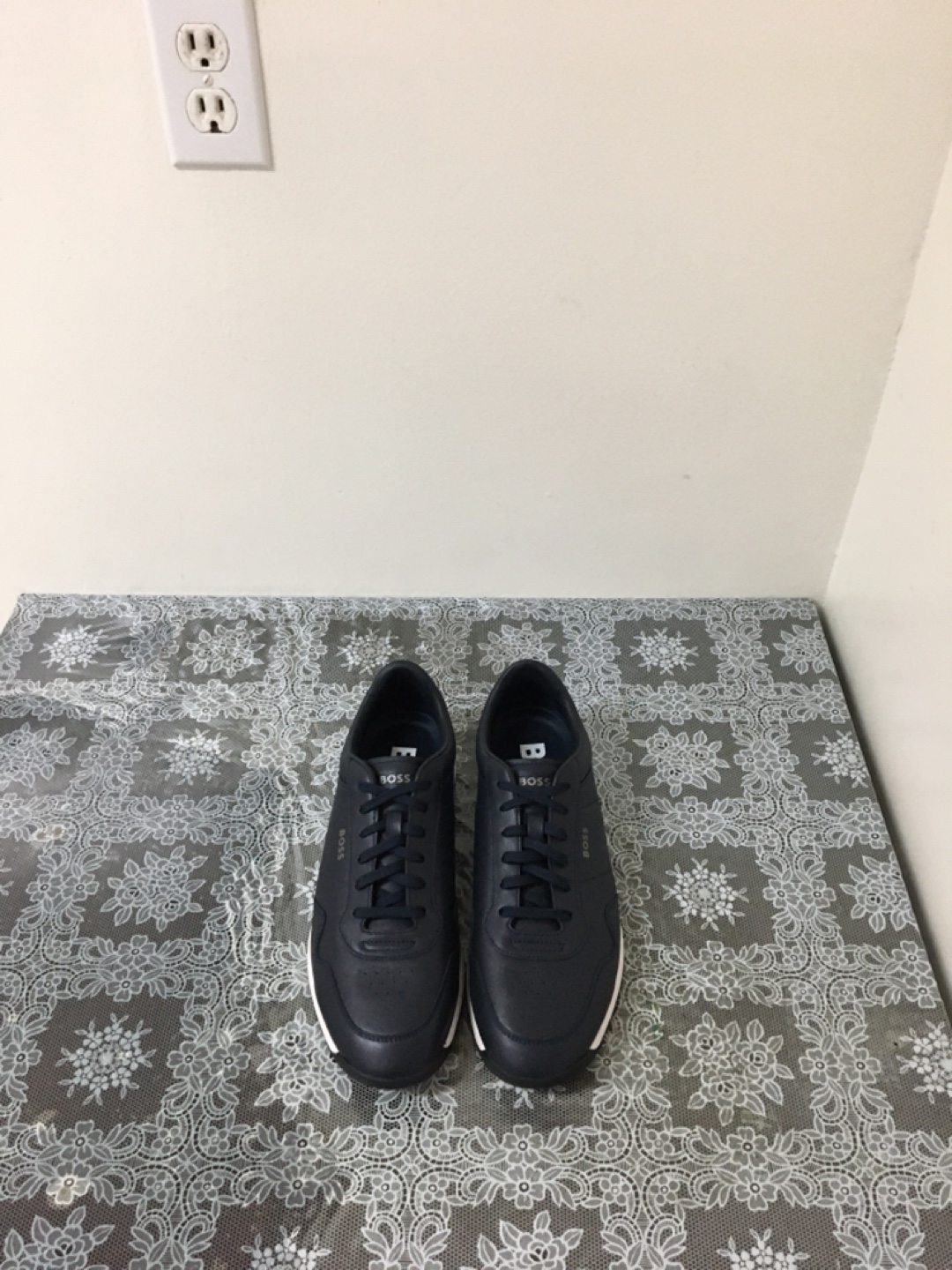 BOSS Men's Dark Blue Leather Sneakers