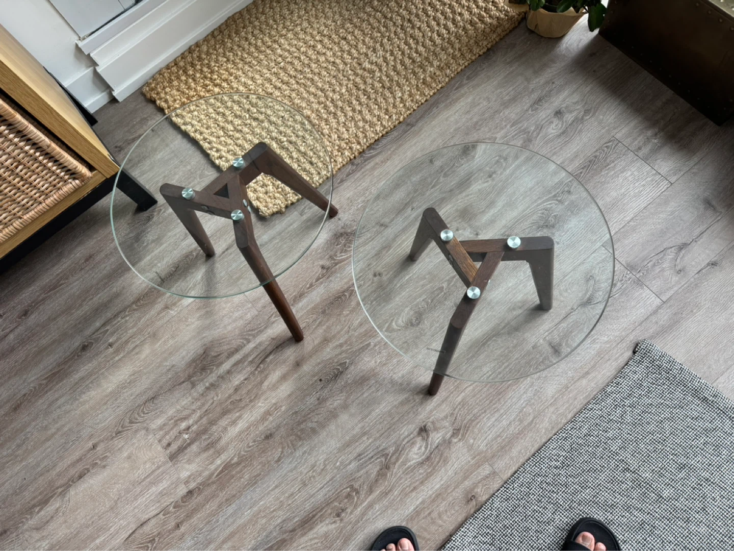 Set of 2 Article Round Glass Top Side Tables
