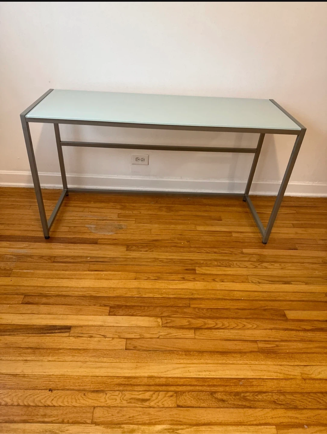 Glass Top Desk with Metal Frame