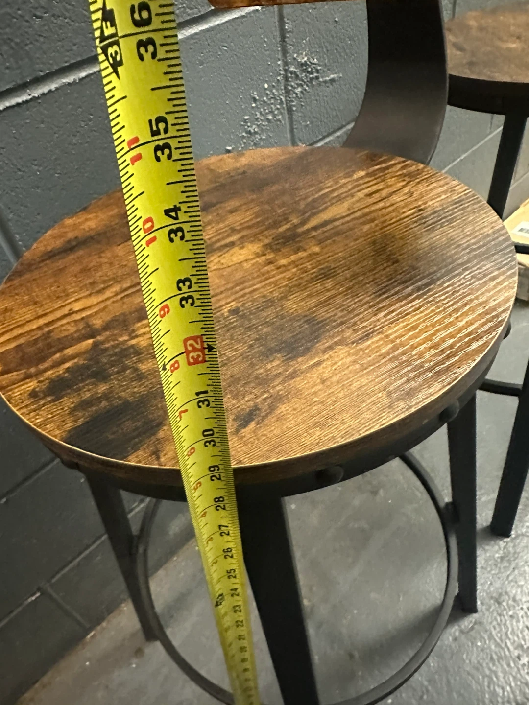 Rustic Industrial Bar Stools with Backs - Set of 2 - photo 3