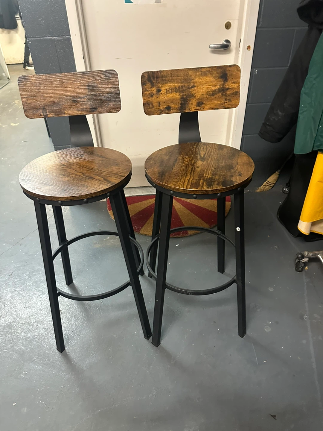 Rustic Industrial Bar Stools with Backs - Set of 2 - photo 2
