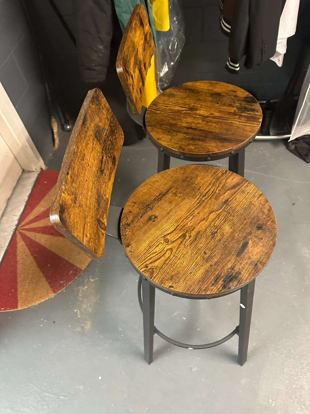 Rustic Industrial Bar Stools with Backs - Set of 2
