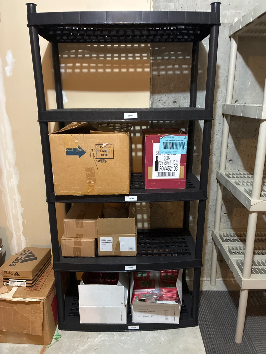 Black 5-Shelf Plastic Storage Unit