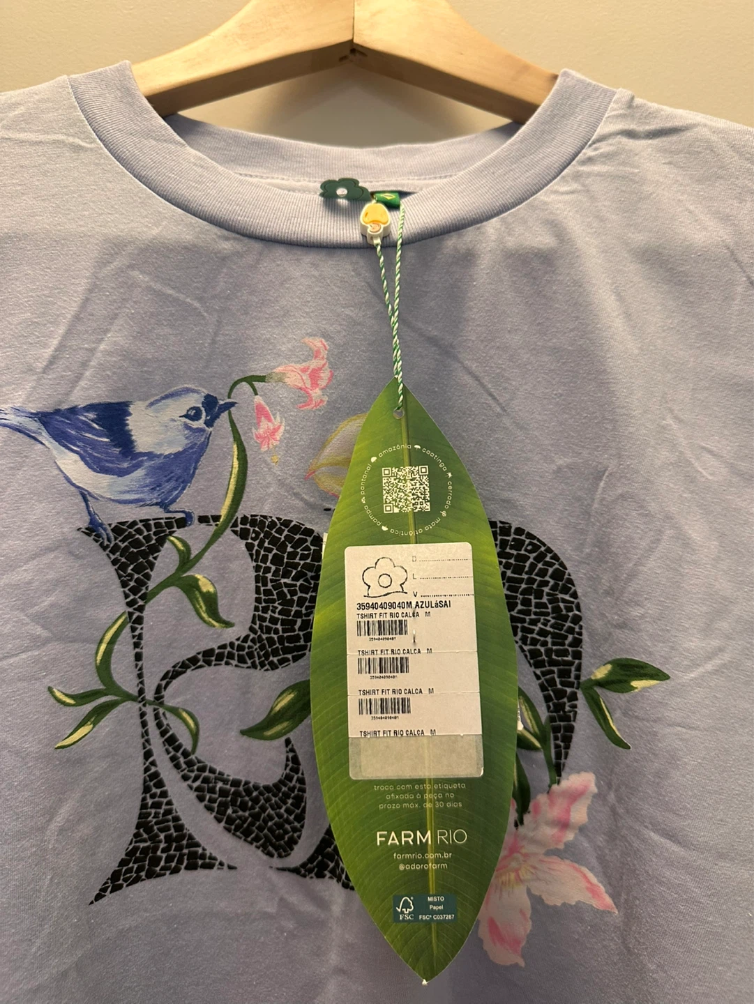 Farm Rio soft violet graphic T-Shirt Size M - photo 2