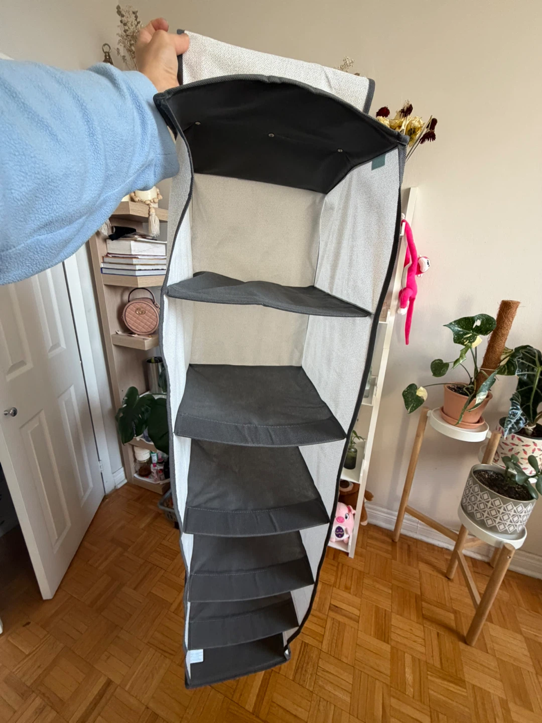 Grey 6 Shelf Hanging Closet Organizer