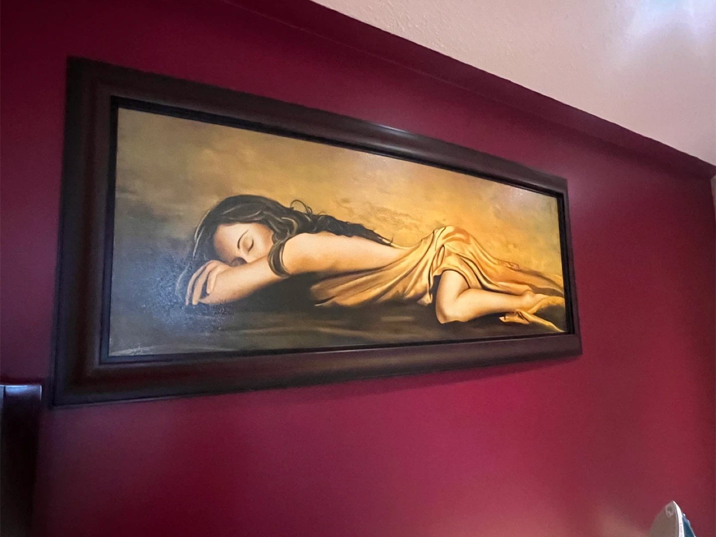 Framed Painting of a Woman Sleeping