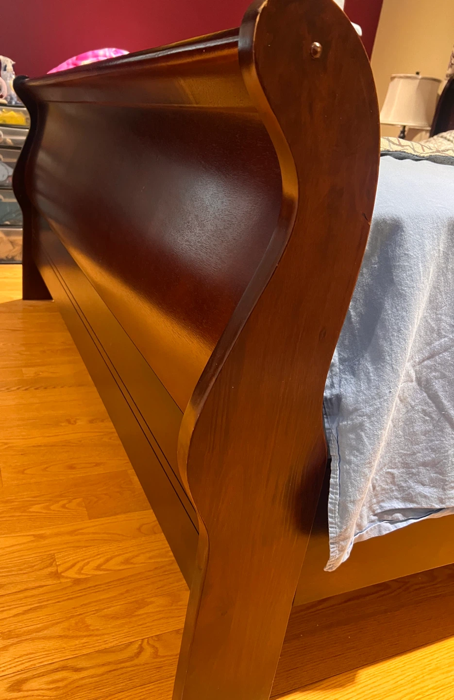 Dark Wood Sleigh Bed Frame - king Size - photo 2