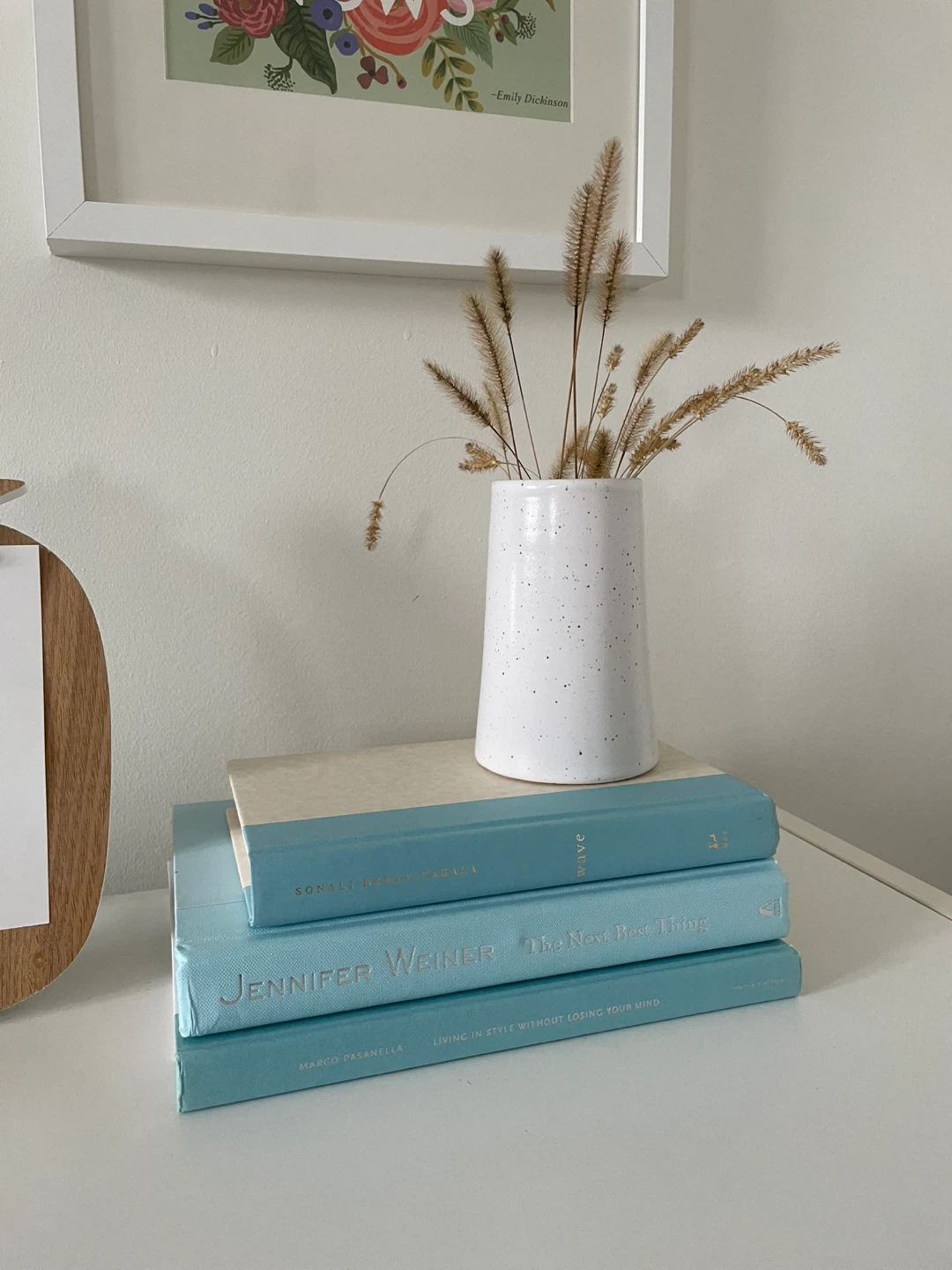 Light Blue Book Stack  - real hardcover books