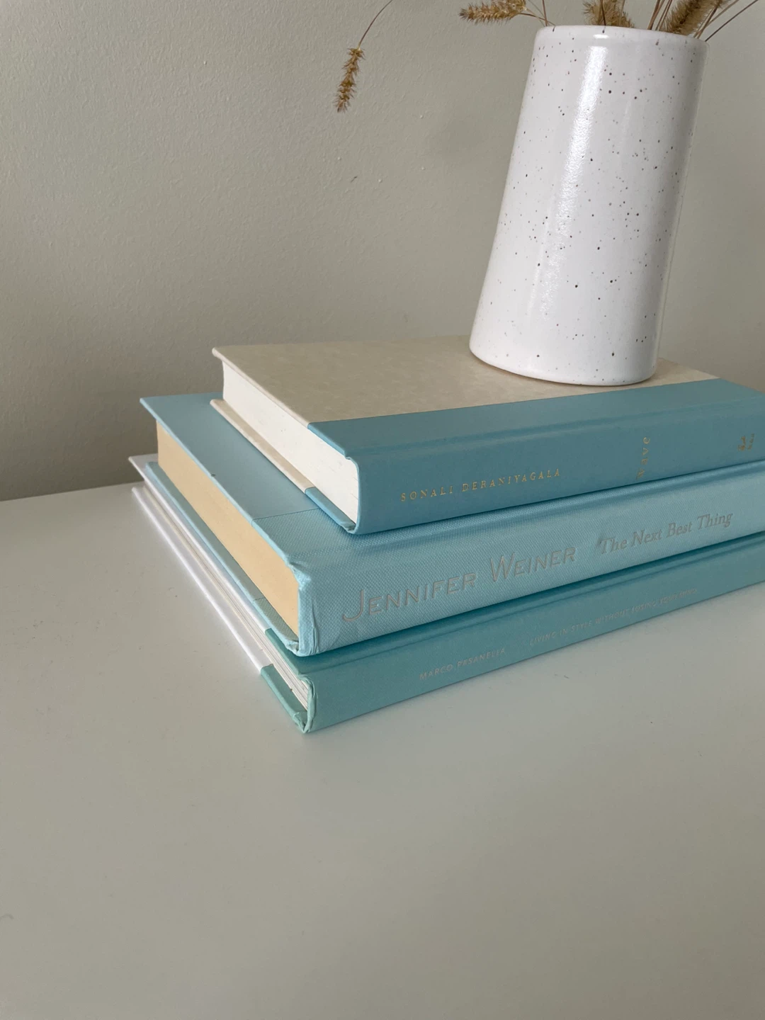 Light Blue Book Stack  - real hardcover books - photo 2