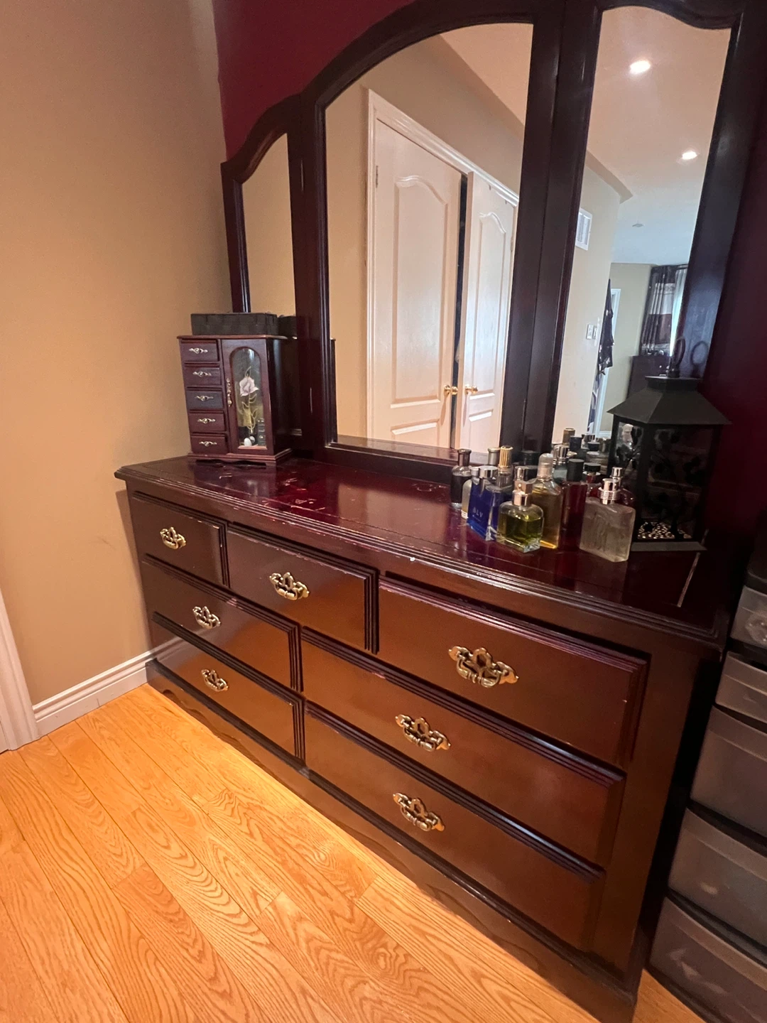 Dark Wood Dresser with Mirror