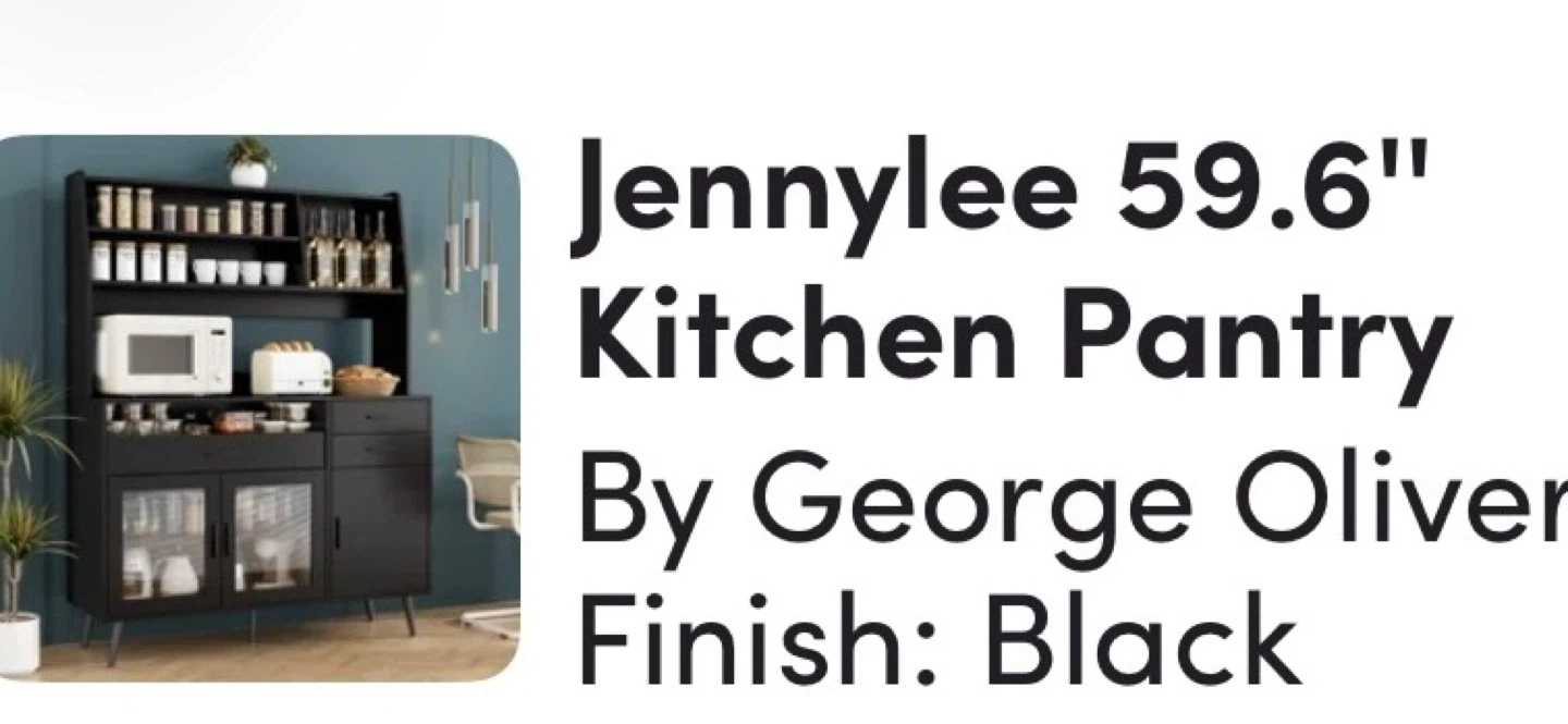 George Oliver Jennylee 59.6" Kitchen Pantry - Black - photo 2