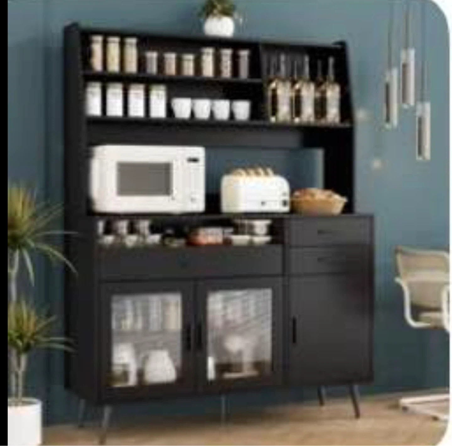 George Oliver Jennylee 59.6" Kitchen Pantry - Black