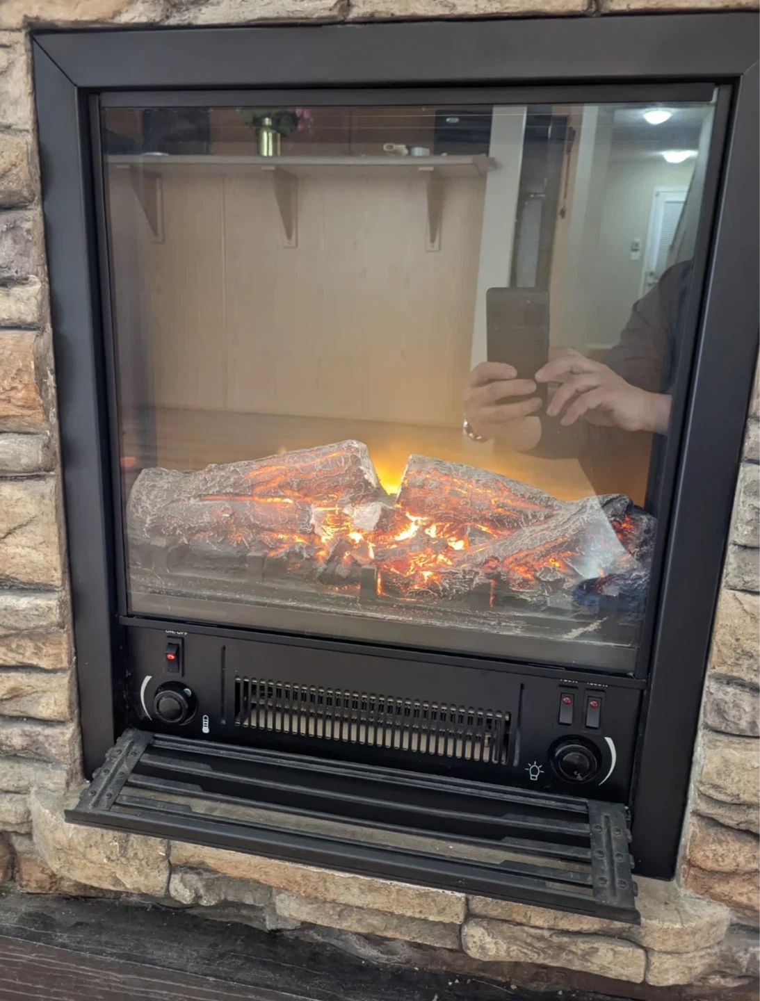 Electric Fireplace with Stone Veneer - photo 2