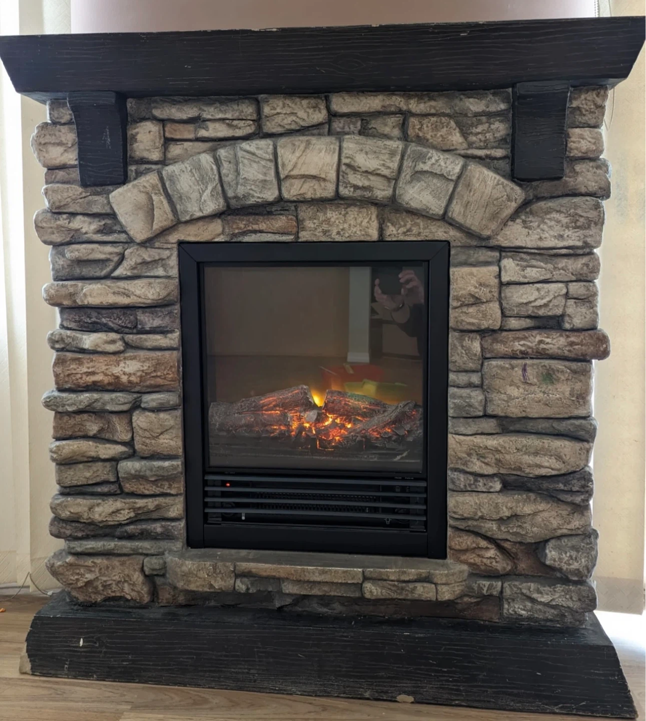 Electric Fireplace with Stone Veneer