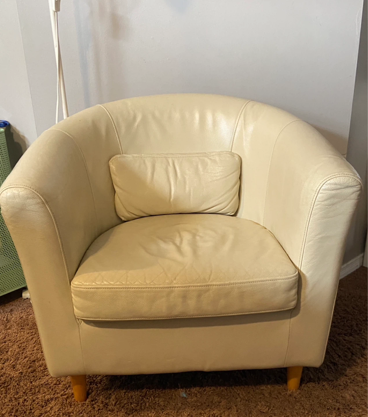 Cream Leather Accent Chair